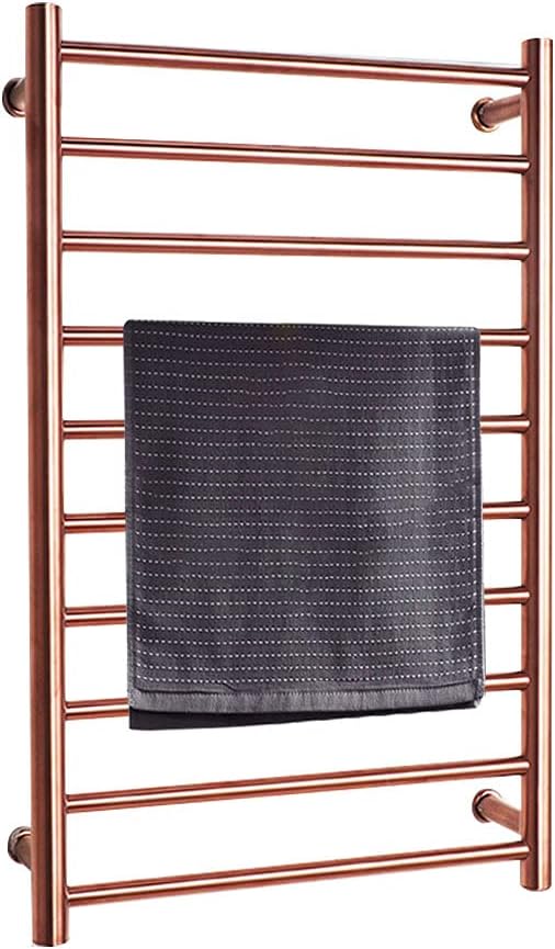 Towel Warmer and Drying Rack, Towel Warmer Heated Towel Rack, 10-Bars Wall Mounted Electric Towel Warmer, Hard-Wired and Plug-in Optional,Gold,1