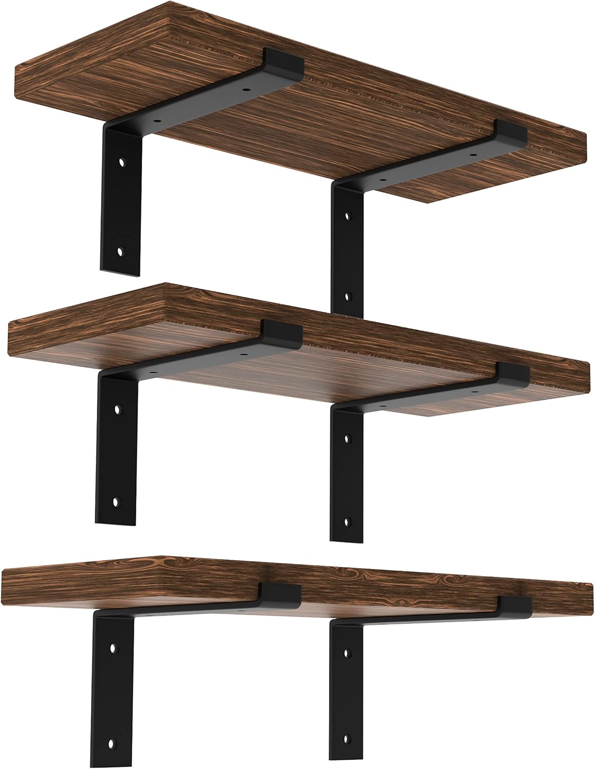 WEKIS Black Shelf Bracket 12 Inch,Heavy Duty Metal Bracket for Floating Shelves,1/5 Inch Thick Rustic Shelf Brackets 6 Packs Decorative Shelf Brackets Wall Mounted,Actual 11.7