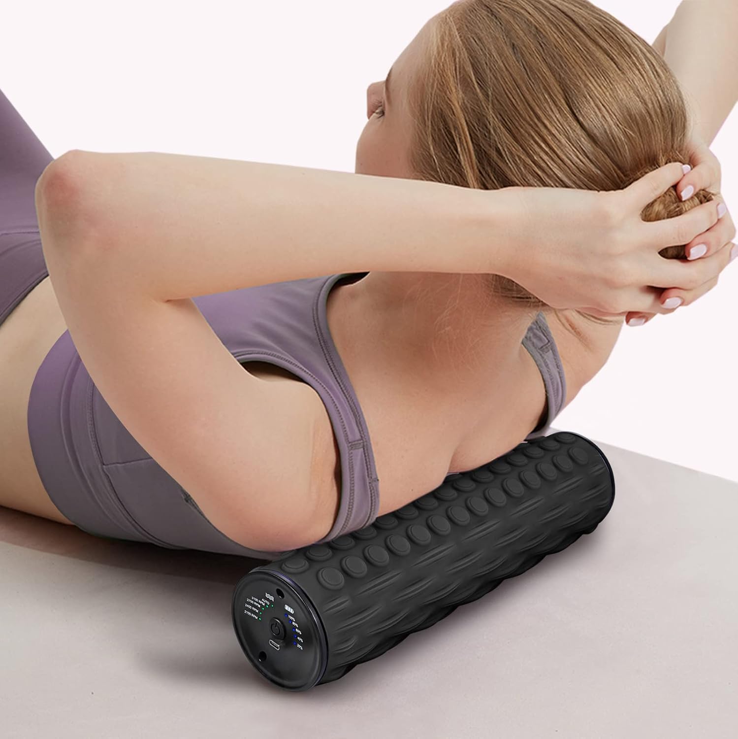 Vibrating Foam Roller, 5 Speed Deep Tissue Trigger Point Massage Roller, Electricr Fitness Foam Roller for Muscle Recovery, Back Pain, Mobility and Pliability Training, Rechargeable (Purple)