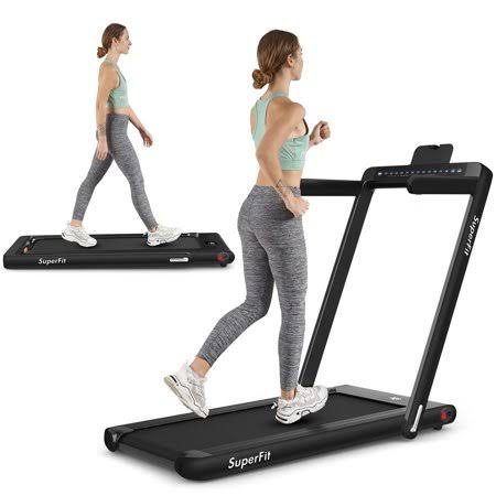 Topbuy 2-in-1 Folding Treadmill 2.25HP Electric Walking Jogging Machine with Dual Display Black