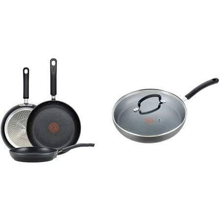 T-Fal E938s3 Professional Total Nonstick Thermo-Spot Heat Indicator Fry Pan Cookware Set, Black u0026 Dishwasher Safe Cookware F