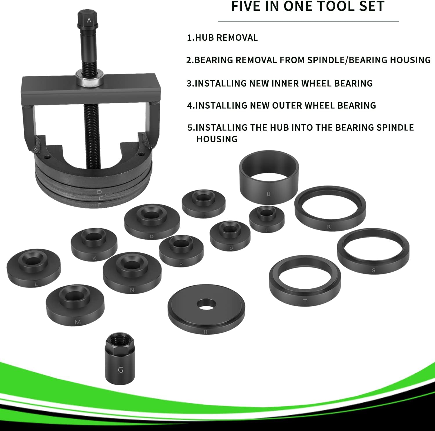 Bzsunway Front & Rear Bearing Puller Kit Wheel Hub Puller & Bearing Remover & Installer Kit Wheel Hub&nbsp;Remover & Installer Replace OEM 27213&nbsp;(21pcs)