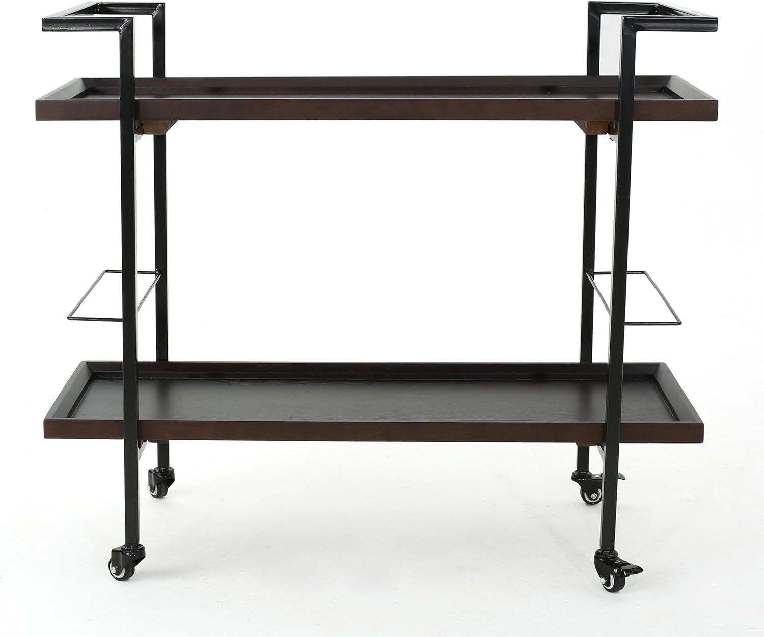 Christopher Knight Home Gerard Industrial Wooden Bar Cart, Dark Walnut Finish / Black