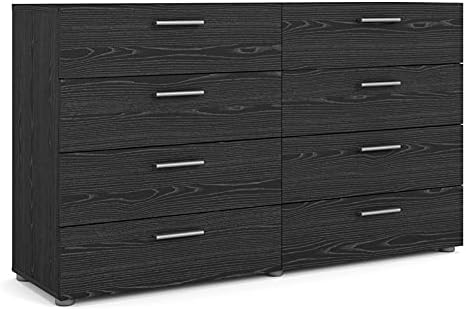 Pemberly Row 8 Drawer Double Dresser in Black Woodgrain