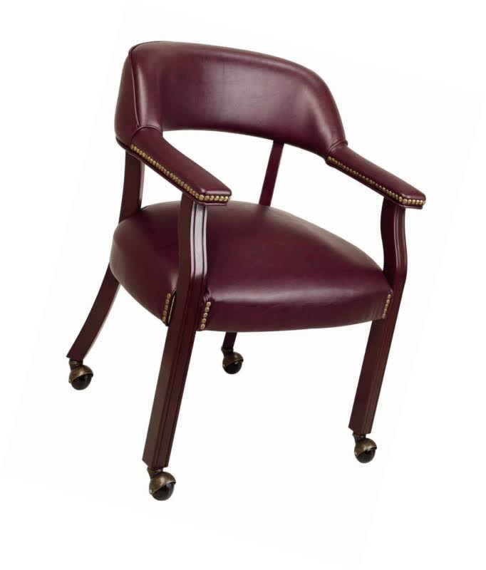 Office Star Traditional Guest Chair with Wrap Around Back and Casters, Brown
