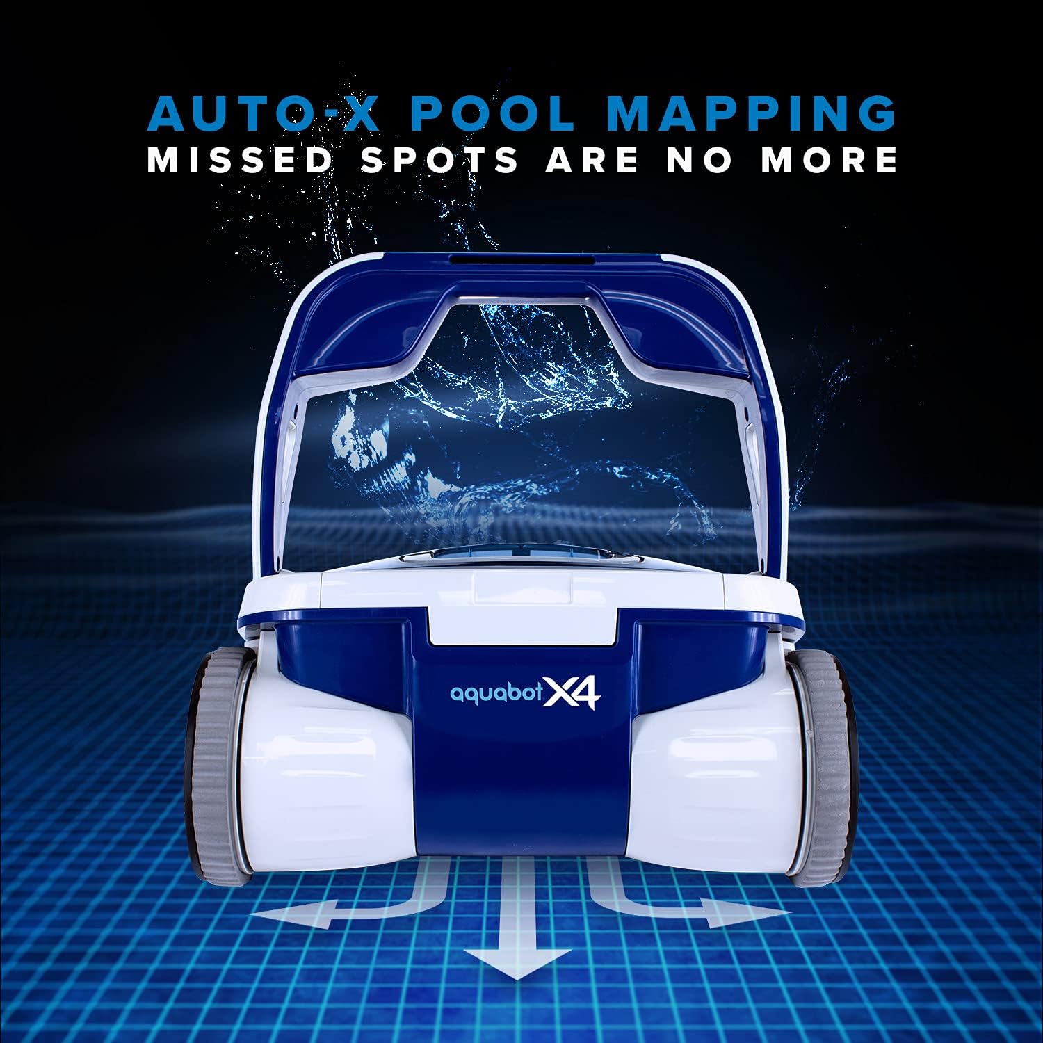 Aquabot X4 Robotic Pool Cleaner with Active Scrubbing Brush, AutoX Pool Mapping, Dual High Capacity Filters, Wall Climbing, and 2 Year Warranty