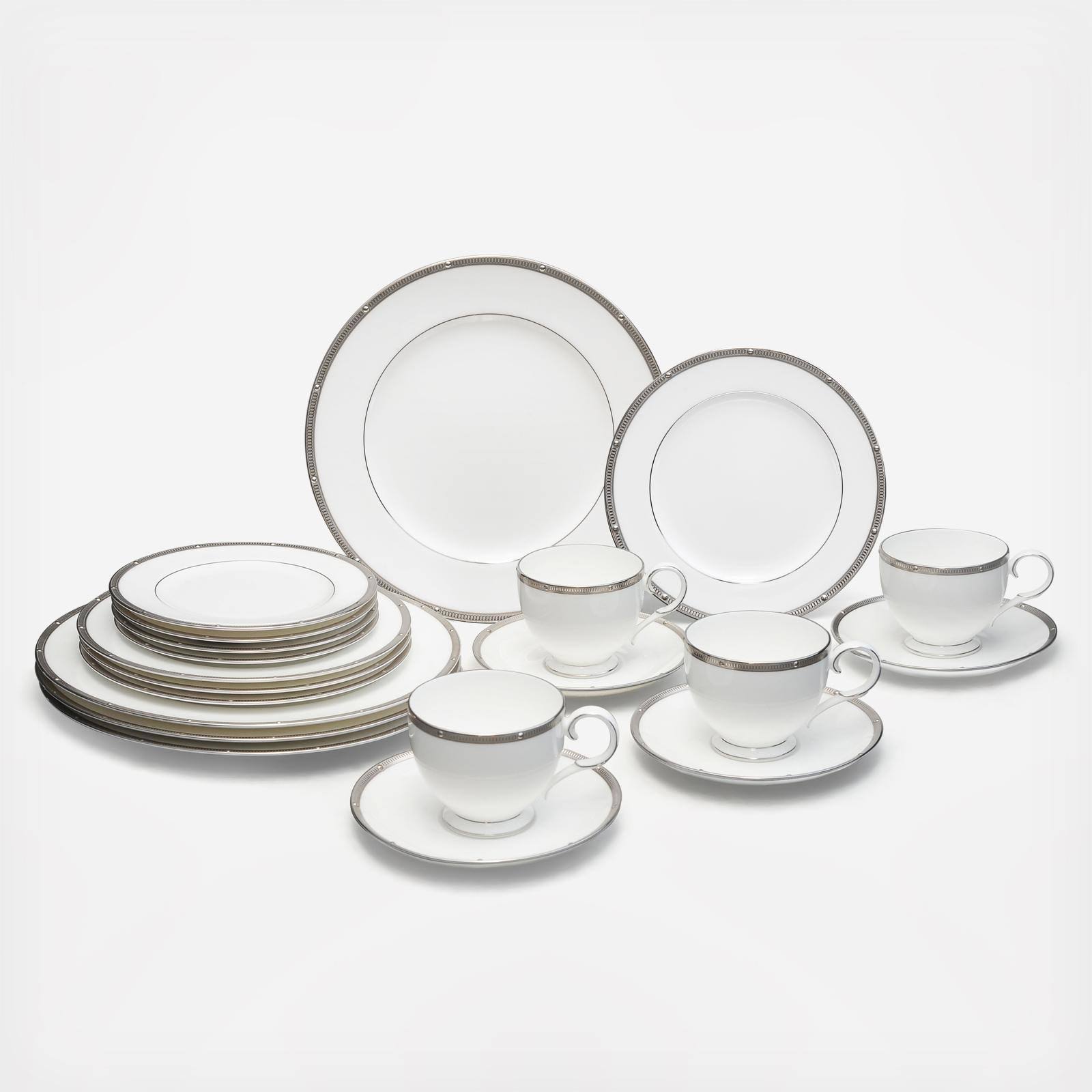 Noritake Rochelle Platinum 20-Piece Dinnerware Place Setting, Service for 4