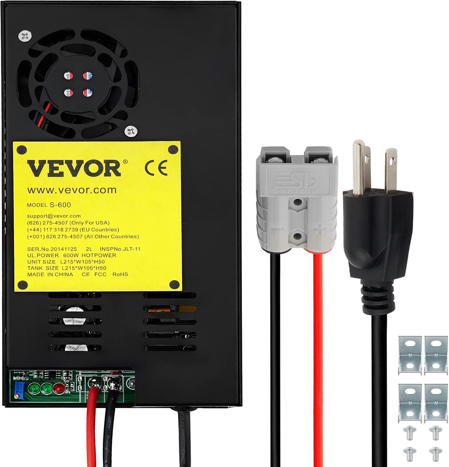 VEVOR RV Power Converter Charger, 110 Volt AC to 12 Volt DC, Power Supply Battery Converter Charger 600W with 13-16V DC Adjustable Operating Range, Three-Stage Inverter, for RV Trailer Camper 35 Amp Pack of 2