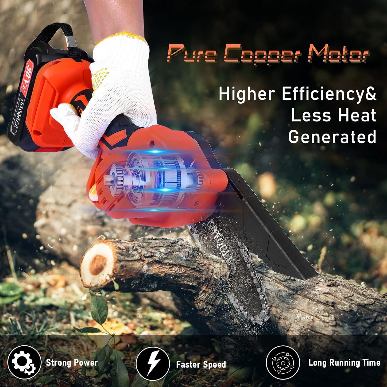 Mini Chainsaw Cordless, Battery Powered Chainsaw 4 Inch 36V 2.0Ah Portable Handheld Rechargeable Electric Chainsaw for Farming Tree Limbs,Garden Pruning,and Firewood. Pack of 2