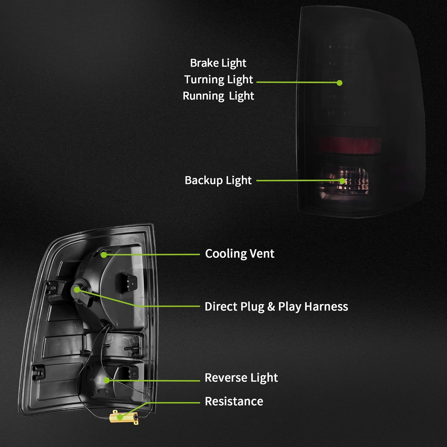 AUTOSAVER88 LED Tail Lights Compatible with 2009-2018 Dodge RAM 1500 2500 3500 Black Housing Smoked Lens LED Taillights Brake Lamps Assembly