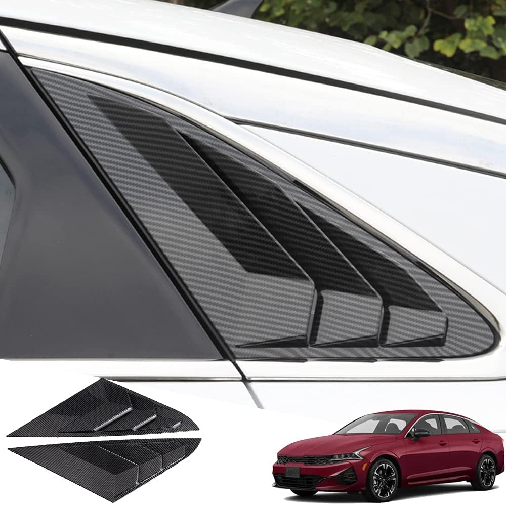 Great-luck ABS Material Racing Style Rear Side Window Louvers Air Vent Scoop Shades Cover Blinds Trim Exterior Accessories(Carbon Fiber) 2Pcs/Set for Kia New K5 2021 2022