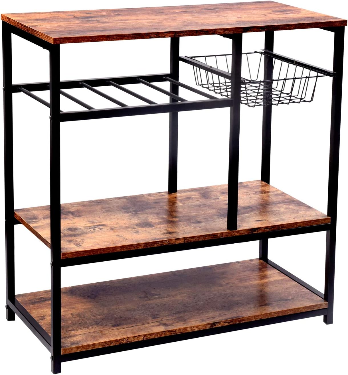 Vintage Kitchen Baker's Rack Utility Storage Shelf Stand Organizer Coffee Workstation, 31.5×15.75×32 Inches
