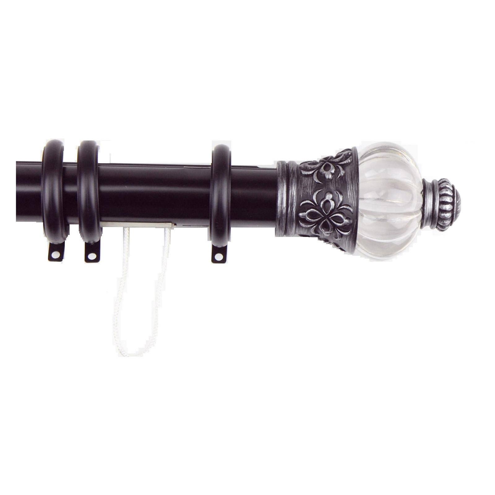 Rod Desyne Royal Decorative Traverse Rod with Rings 84x22-156x22 Black