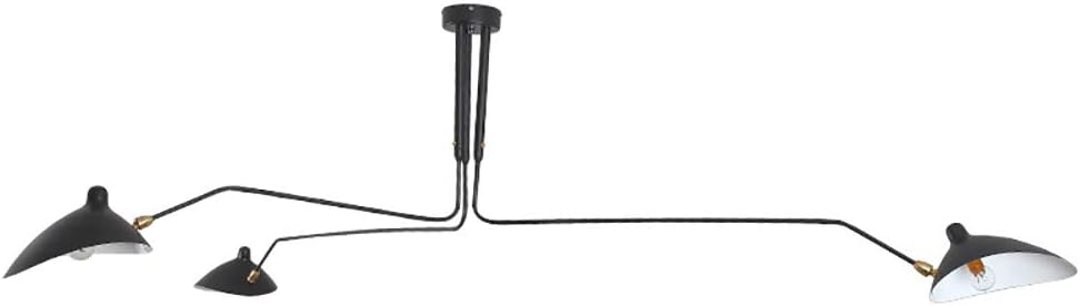 Modern Iron Chandelier, E143 Mid-Century Ceiling Lamp, 3-Arms Large Chandeliers, with Adjustable Lamp Head for Living Room Bedroom Dinning Room Cafe [Energy Class A +]-Black