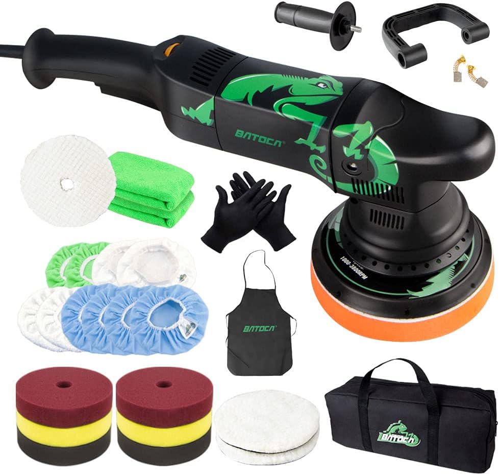 BATOCA Dual Action Polisher, 6 Inches and 700w Random Orbital Car Buffer Polisher, 6 Variable Speed DA Polisher with Foam/Wool Pads, Polish Bonnet, Microfiber Towels for Waxing,Buffing,Polishing