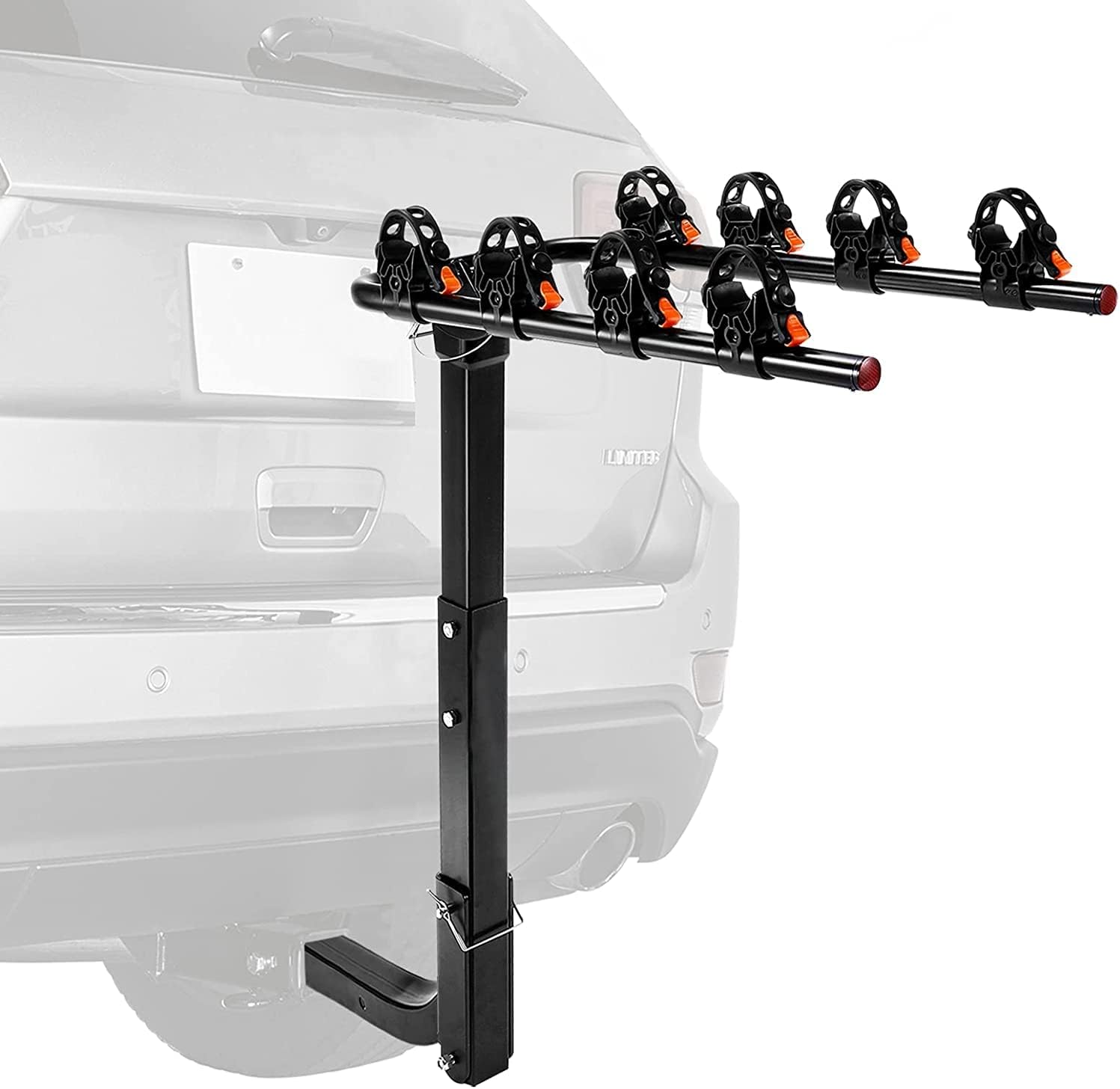 4-Bike Rack Bicycle Carrier, ​Racks Hitch Mount Double Foldable Rack for Cars, Trucks, SUV and Minivans with a 2 inch Hitch Receiver - Black