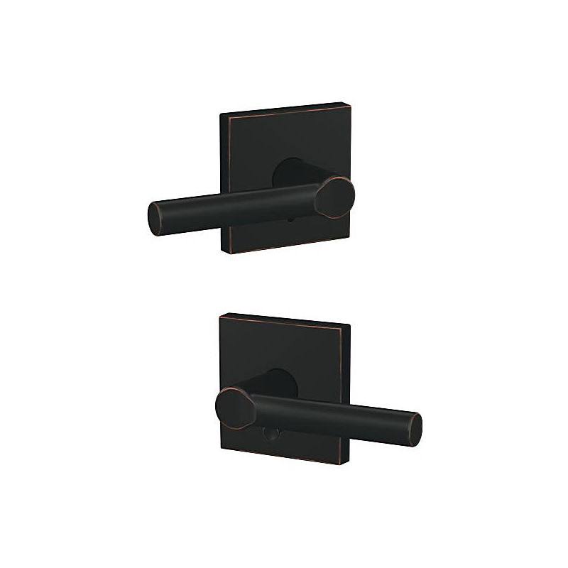 Schlage Fc21brw716col Broadway Lever with Collins Rose Passage and Privacy Lock Aged Bronze Finish