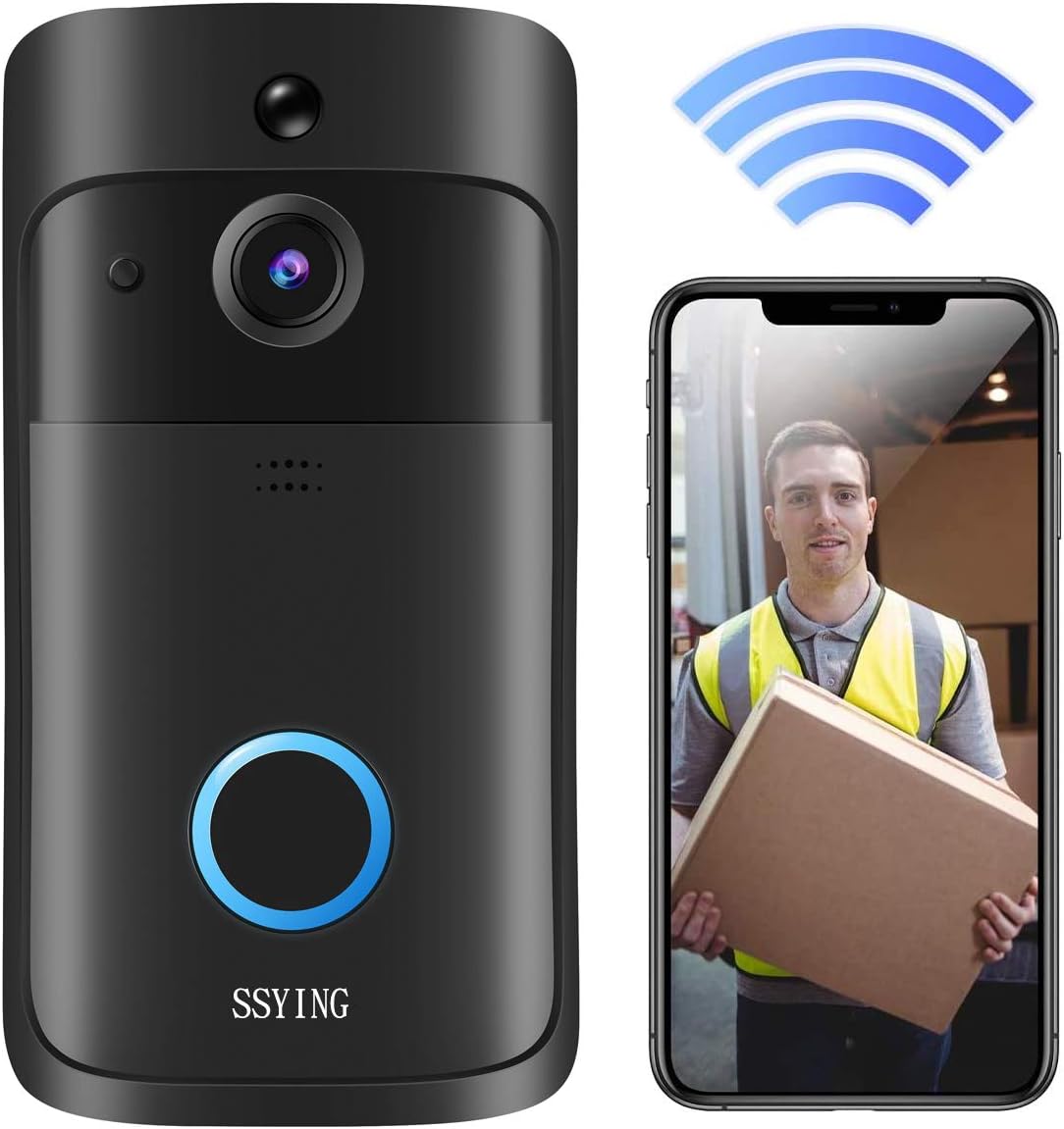 Video Doorbell Camera HD WiFi Doorbell Wireless Operated Motion Detector Audio & Speaker Night Vision for iOS&Android Pack of 2