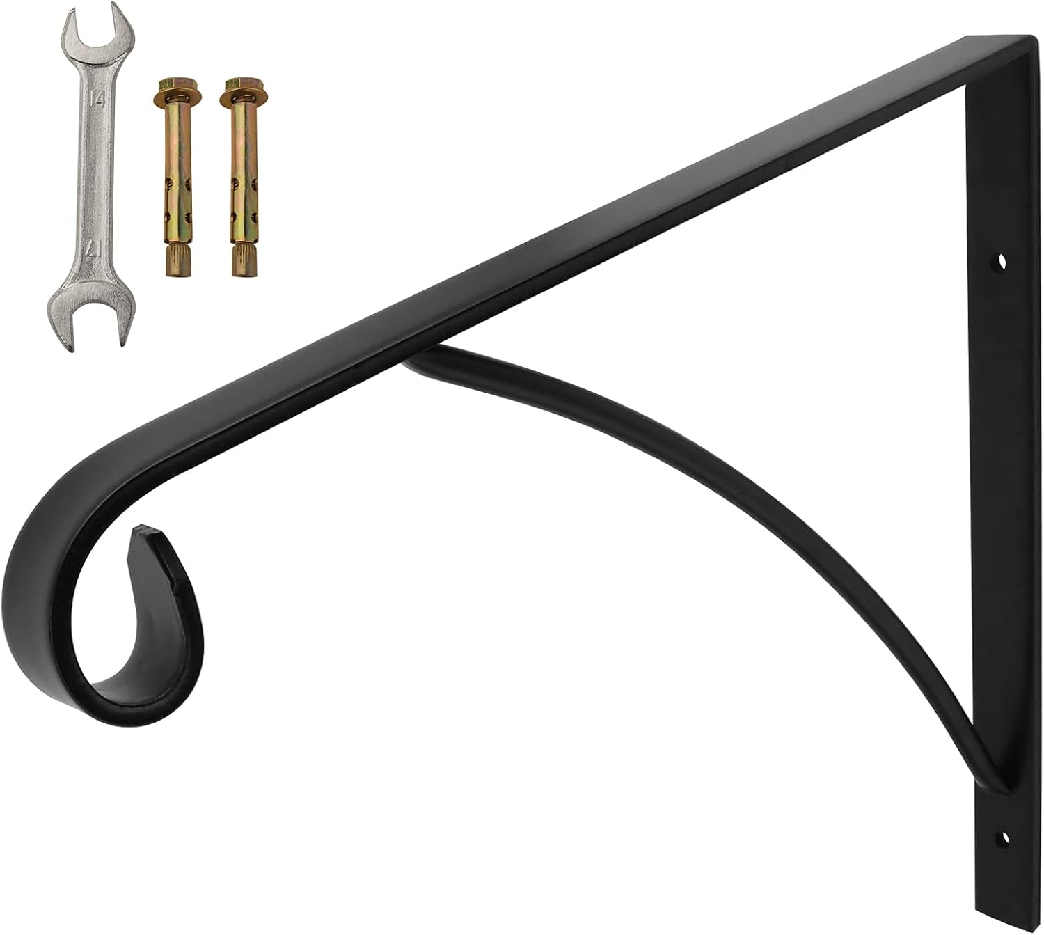 SCIEO Black Single Step Handrails, Wall Mounted Metal Wrought Iron Short Hand Rail Railing, Fits 1 or 2 Steps Stairs Ideal for Garage, Patio or Front Door Porch Steps Application