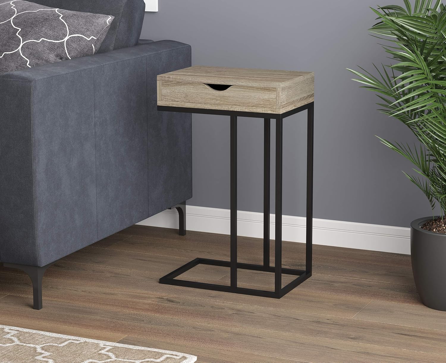 Safdie & Co. Dark Taupe Black Metal With Drawer Accent End Table Pack of 2