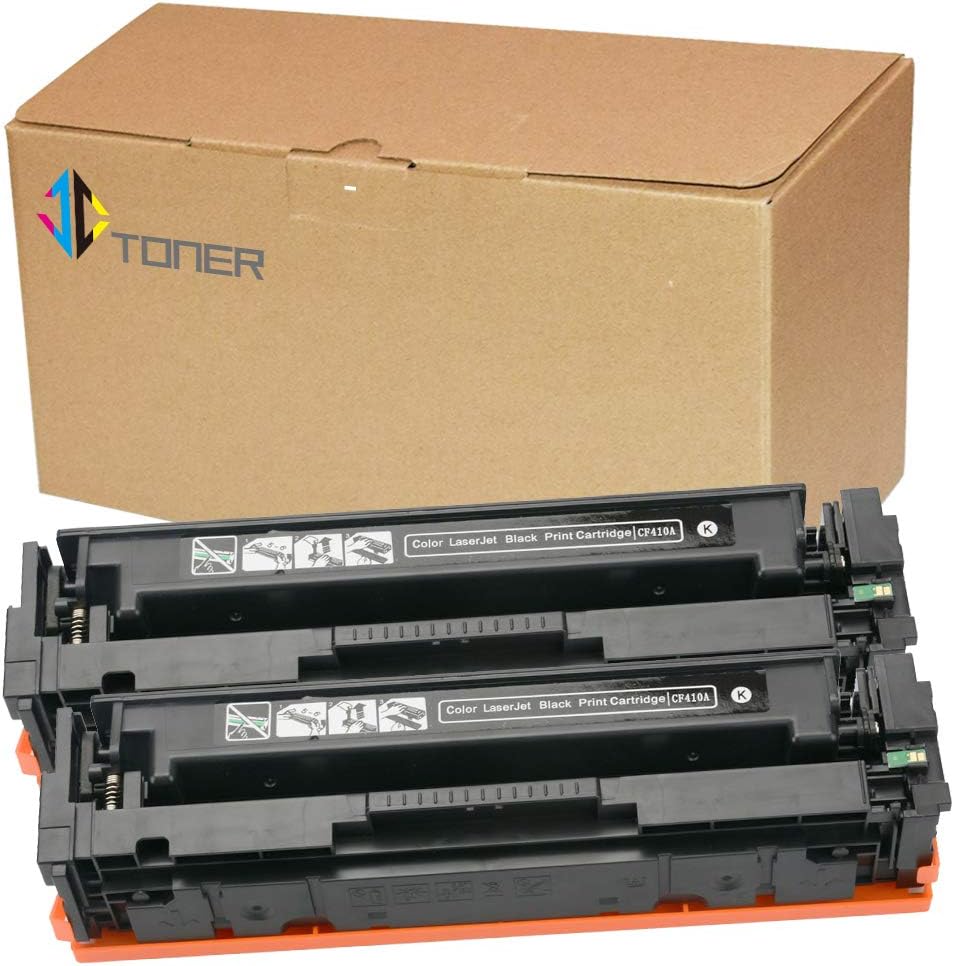 2 Pack Black CF410A 410A Compatible Toner Cartridges for use with Color Pro MFP M477fdn M477fdw M477fnw M452dn M452nw M452dw M377dw Series Printer Pack of 2