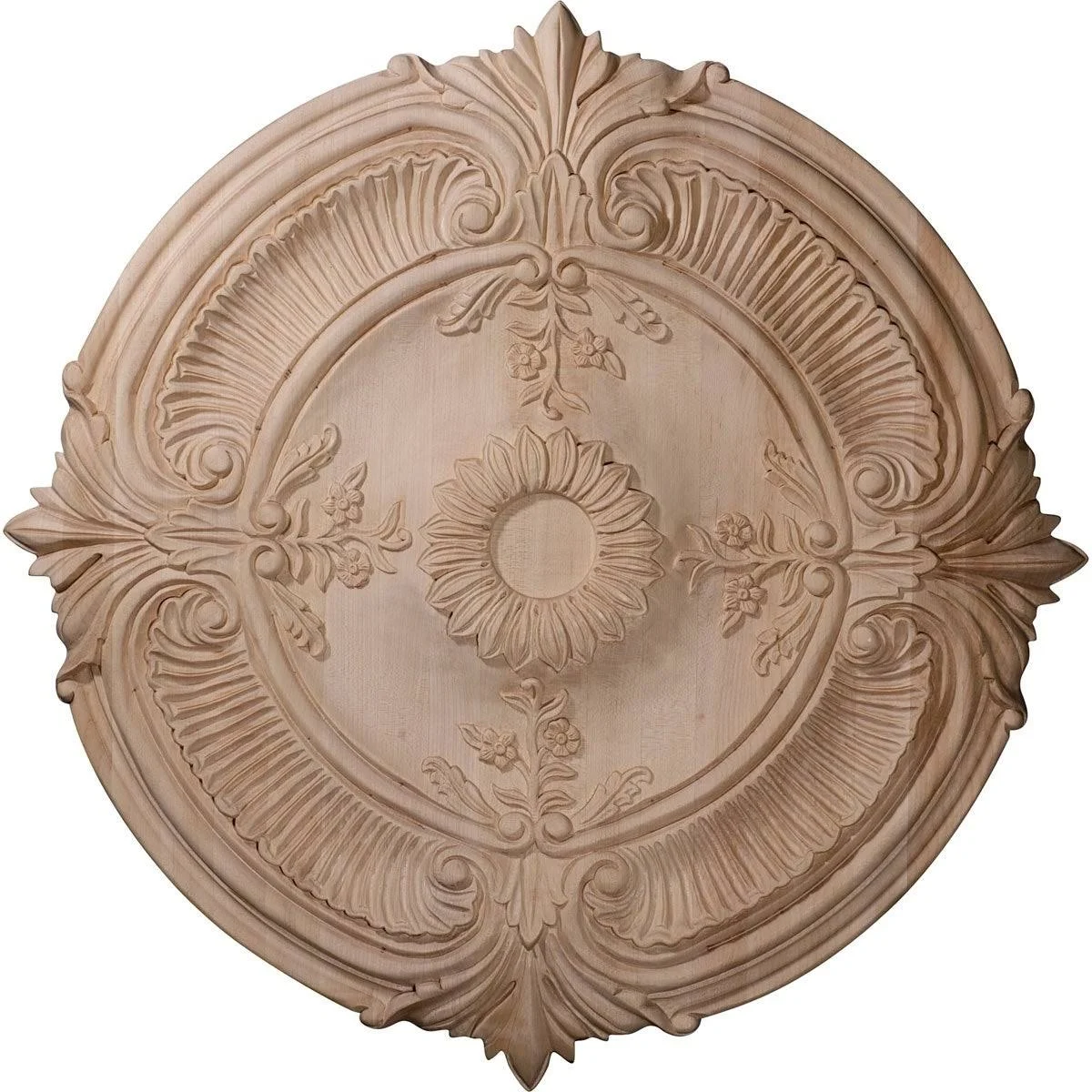 Ekena Millwork Acanthus Leaf 20x22H x 20x22W x 1.75x22D Carved Maple Ceiling Medallion