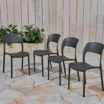 Doerr Stacking Patio Dining Chair Ebern Designs Color: Black