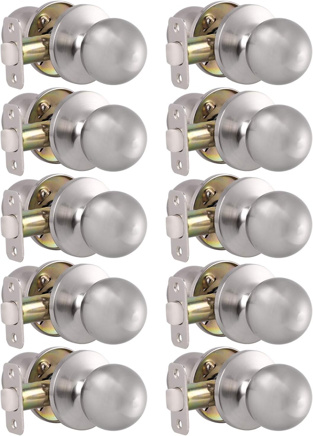 Probrico Wave Style Passage Door Levers Hall Closet Handles Keyless Interior Door Leversets in Satin Nickel, 10Pack