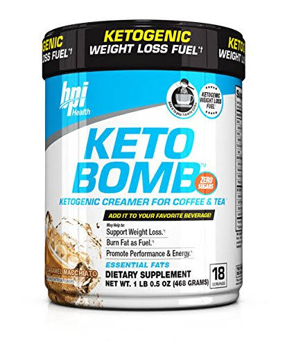 BPI Sports Keto Bomb Creamer Caramel Macchiato and French Vanilla (Pack of 2, One Flavor Each)