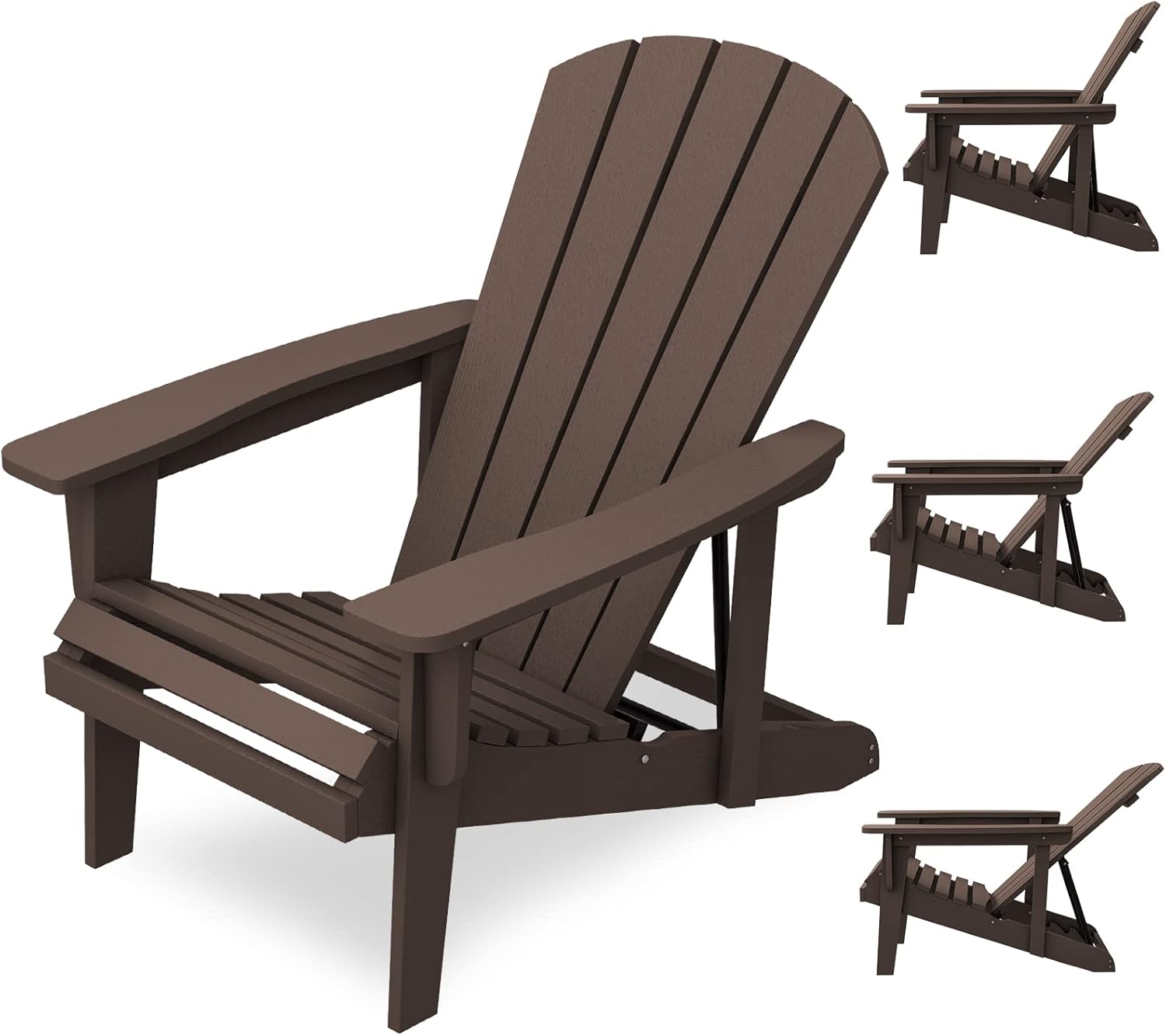 SERWALL Adjustable Backrest Adirondack Chair, All-Weather Adirondack Chair-Gray