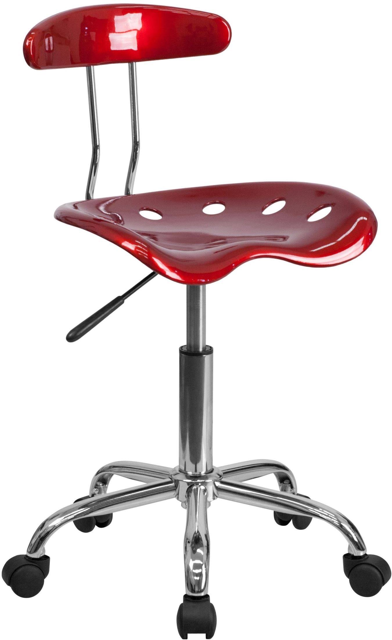 Flash Furniture Vibrant Wine Red and Chrome Task Chair with Tractor Seat