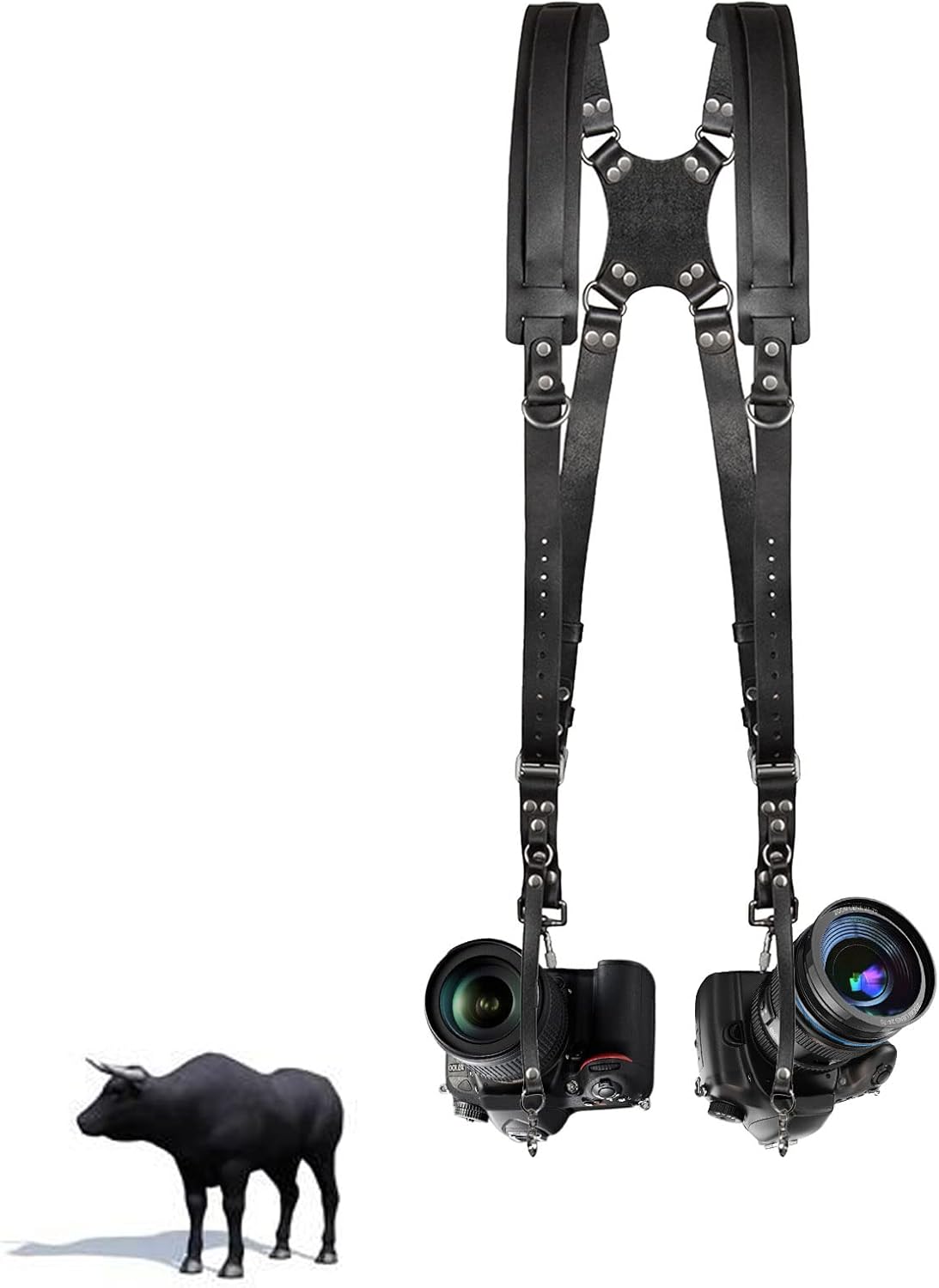 Kasla Camera Harness,Dual Leather Camera Strap,Shoulder Camera Straps for Photographers(Black) Pack of 2