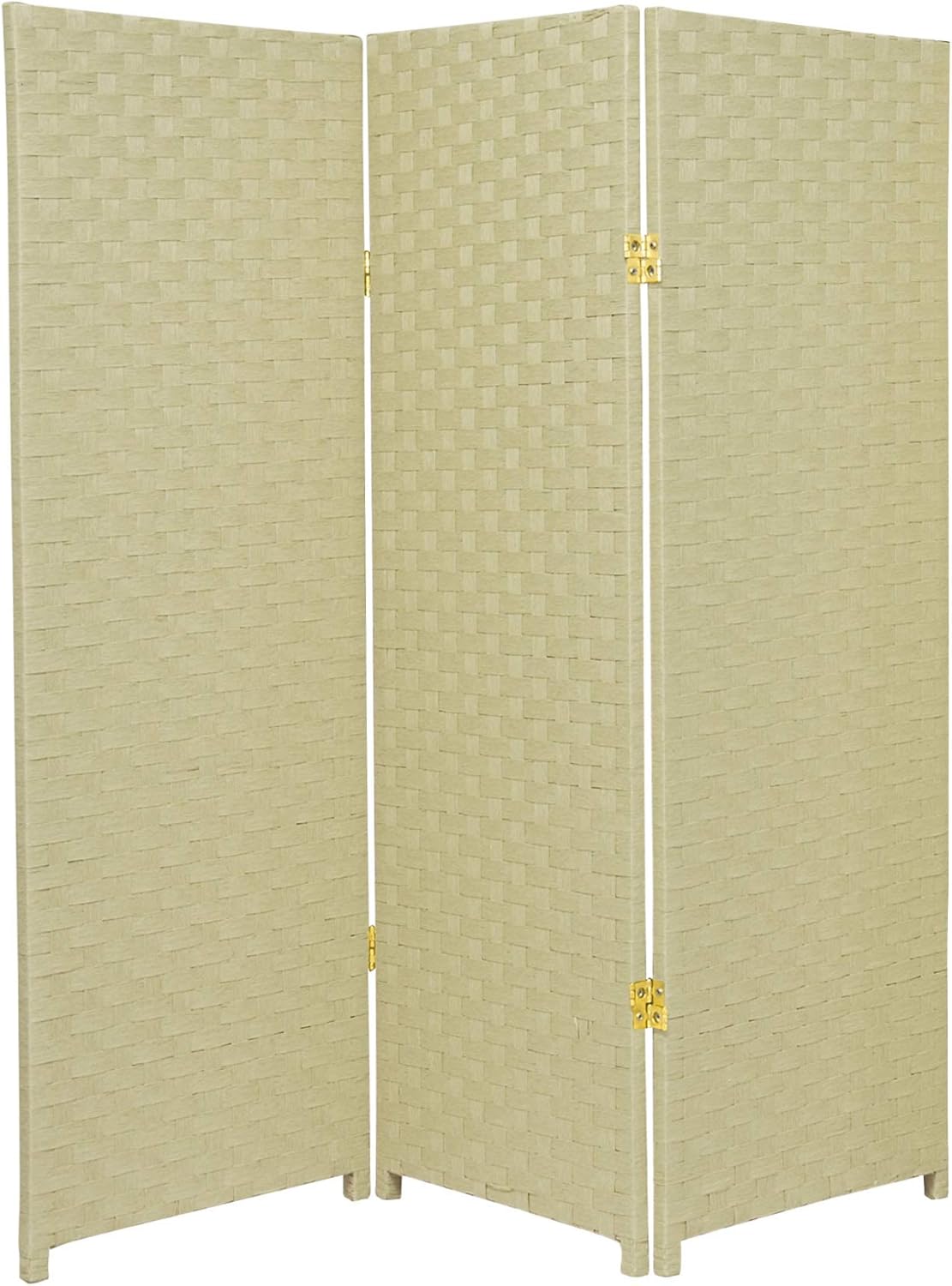 Oriental Furniture 4 ft. Tall Woven Fiber Room Divider - Black - 4 Panel