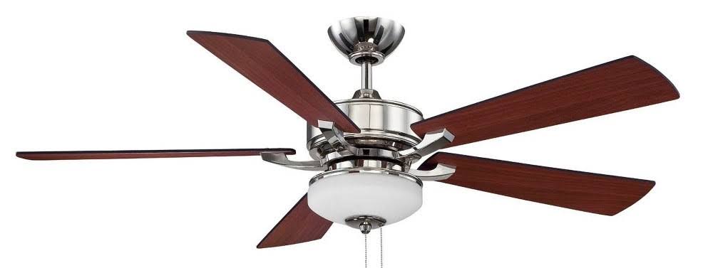 Litex BO52LN5L Margaux - Single Light LED Ceiling Fan Polished Nickel Finish with Matte Black/Cherry Blade Finish with White Opa