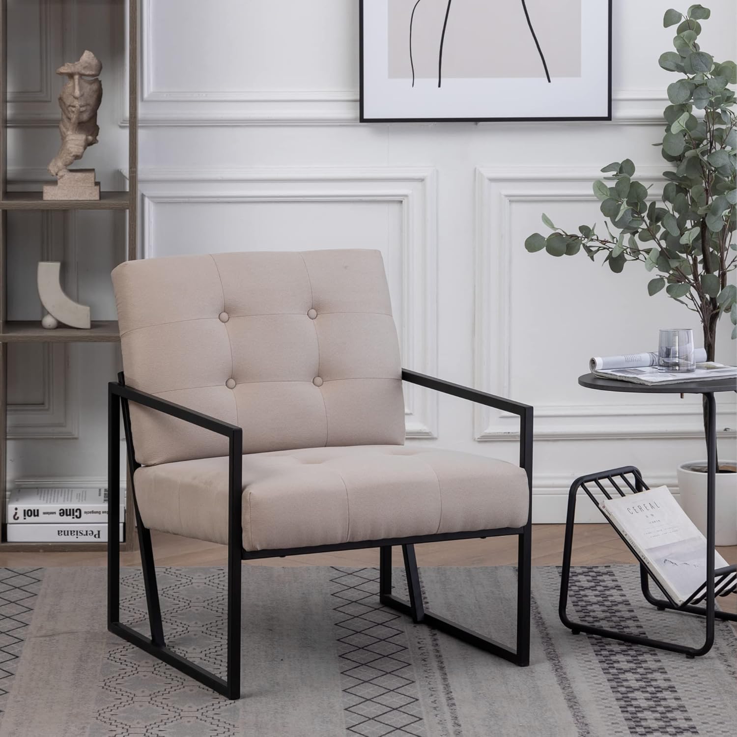 Designland Modern Armchair Accent Chair with Metal Legs, Modern Decorative Furniture Chairs for Living Room (Brown)