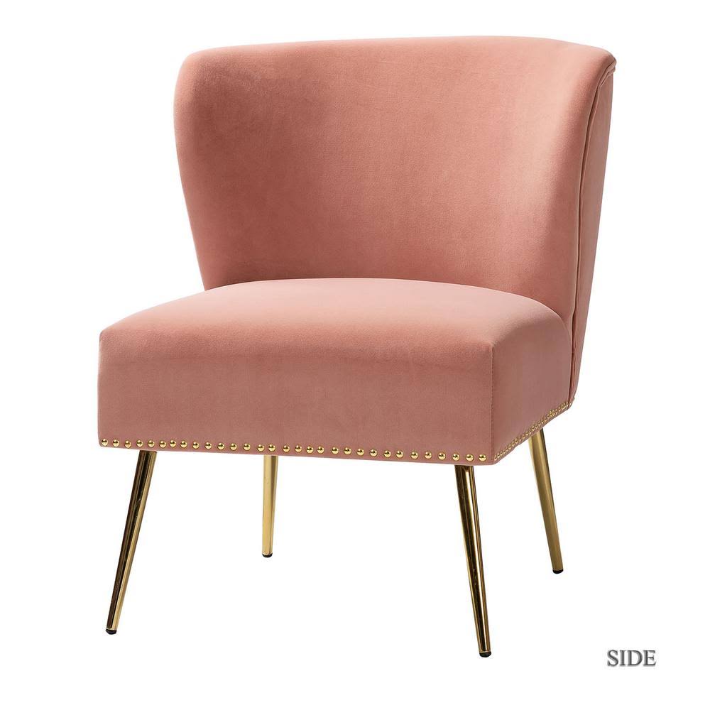 Jayden Creation Basilio Pink Accent Chair with Nailhead Trim
