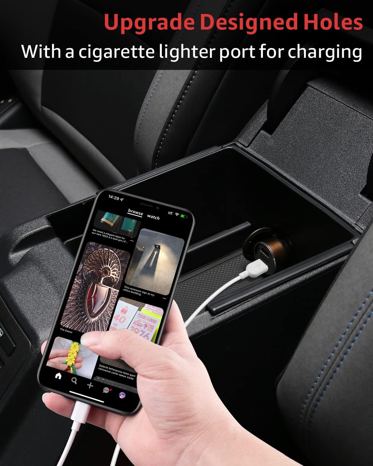 Ecarzo Center Console Organizer for 2021 2022 Ford Bronco Console Tray Storage Box Accessories Upgrade