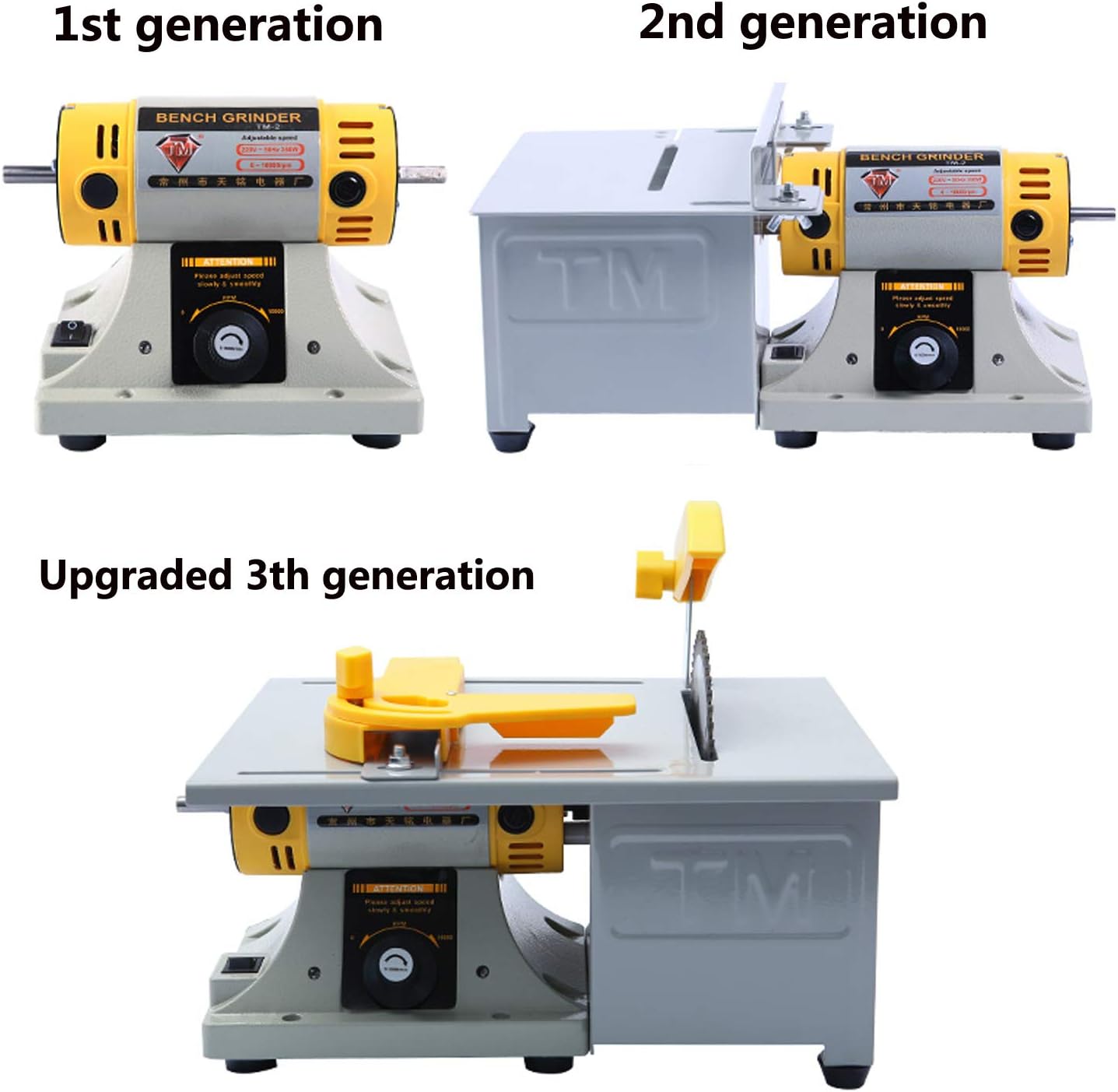 Upgraded Jewelry Polishing Machine, Rock Grinder Bench Buffer, Mini Table Saw 110V for Gem Metal Woodworking with Complete Accessories
