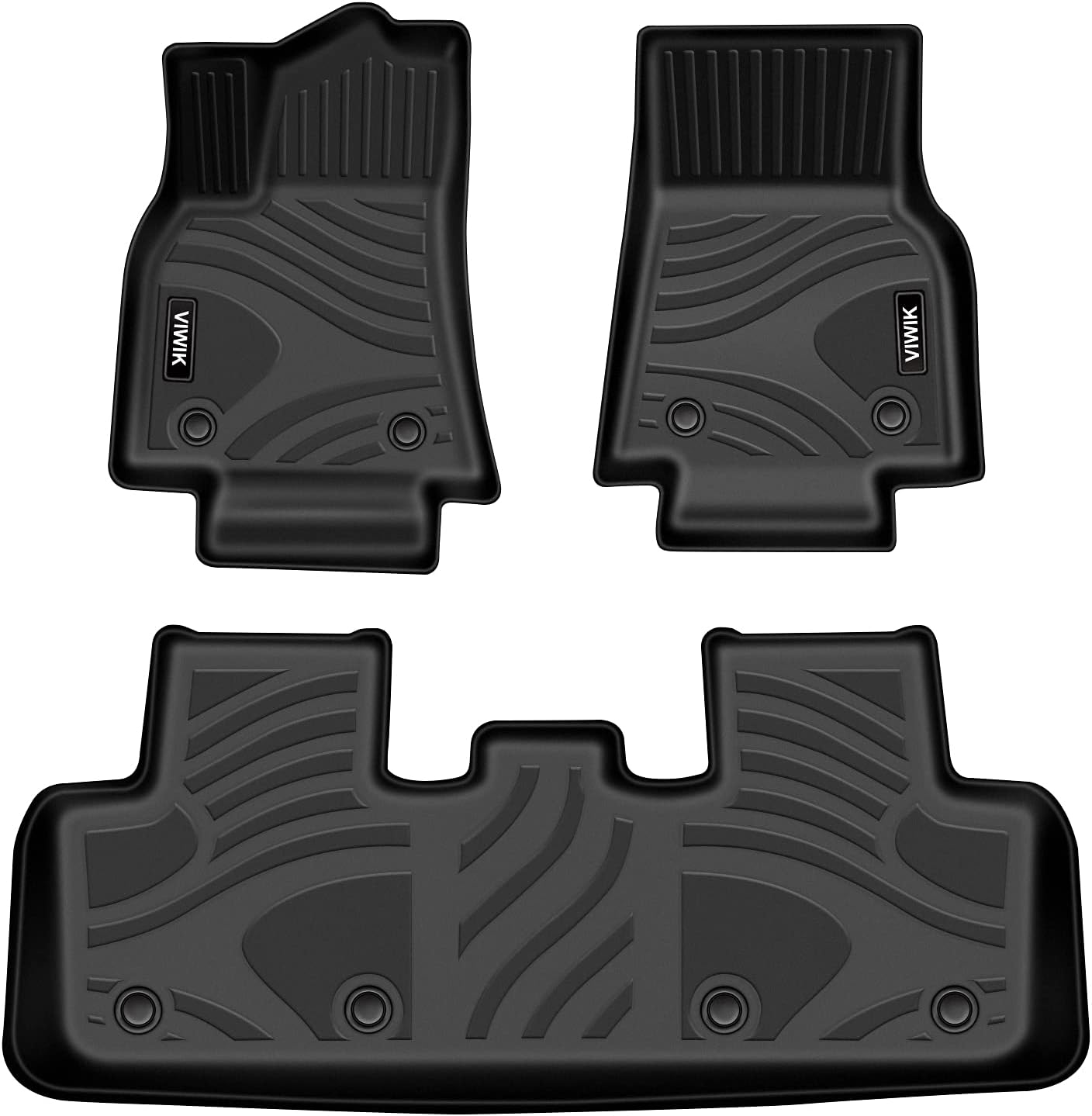 VIWIK Floor Mats for 2020 2021 2022 Model Y, Custom Car Mats All Weather Floor Liners Front & 2nd Row TPE Black
