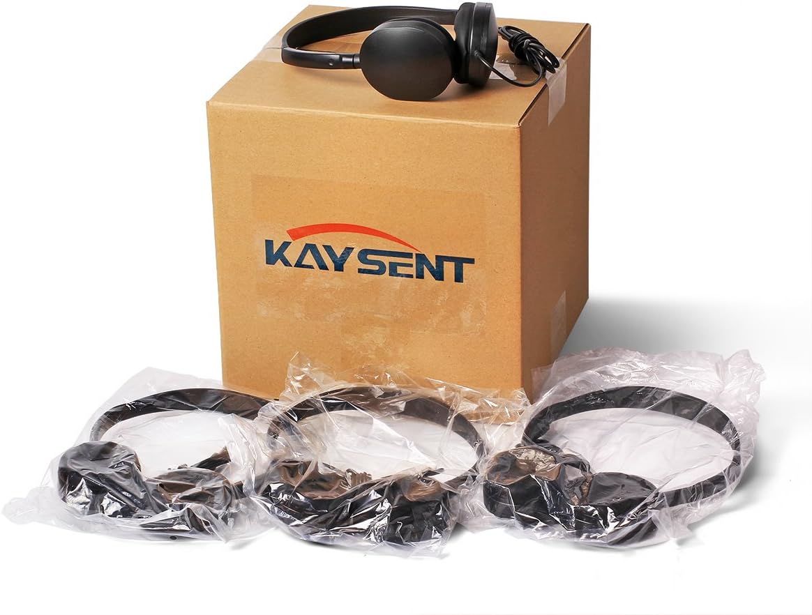 Wholesale Bulk Headphones Earphones Earbuds - Kaysent(KHP-25Mixed) 25 Packs Mixed Colors(Each 5 Pack) Stereo Headphone for School, Classroom, Airplane, Hospiital, Students,Kids and Adults