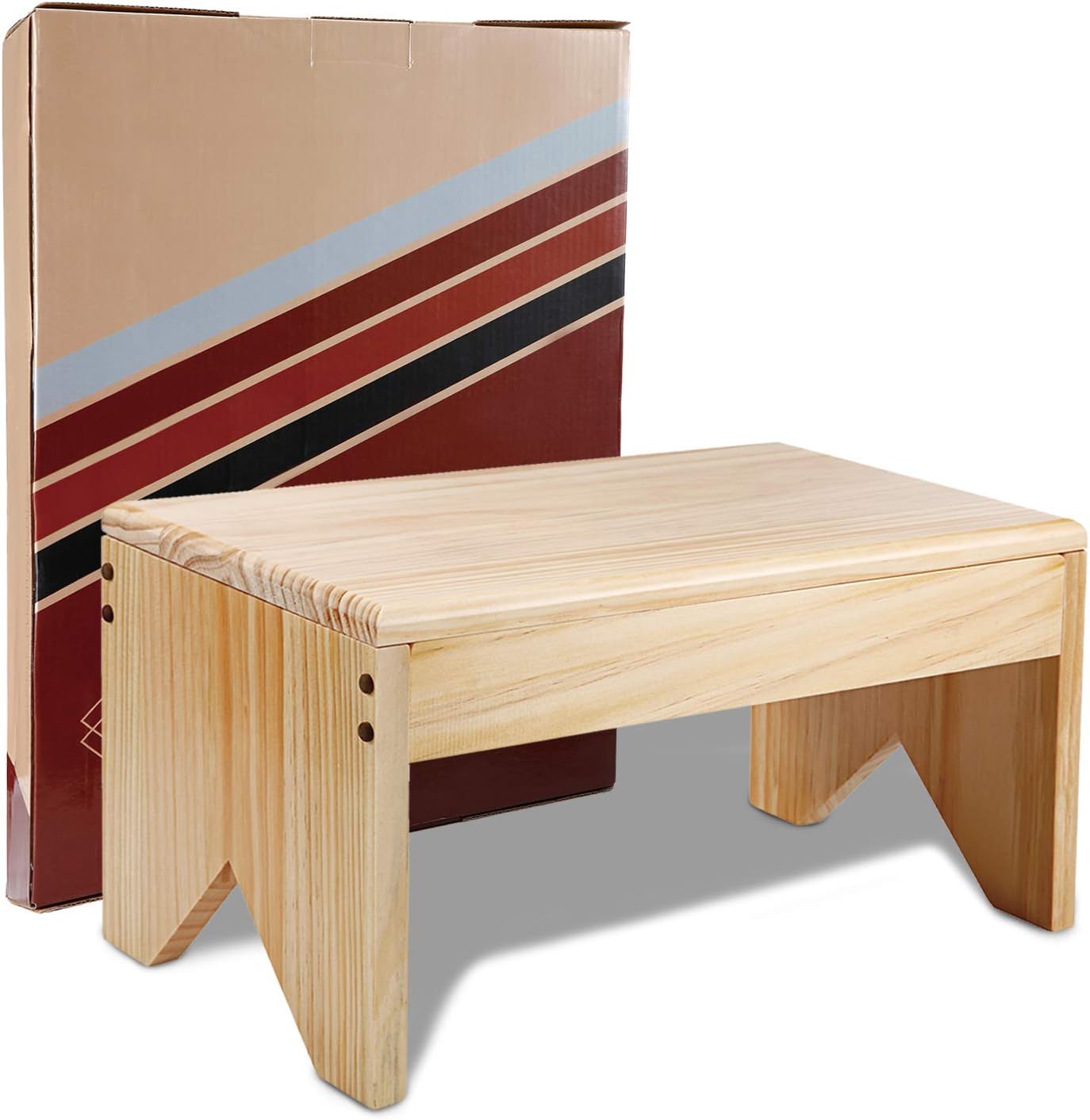 Wooden Step Stool for Adults - Very Sturdy, Bed Stool for High Beds, Kitchen, Bathroom, Closet. Great Wood Step Stool for Adults. Made Lightweight Quality Eco Pine, Attractive & Easy to Assemble (19)