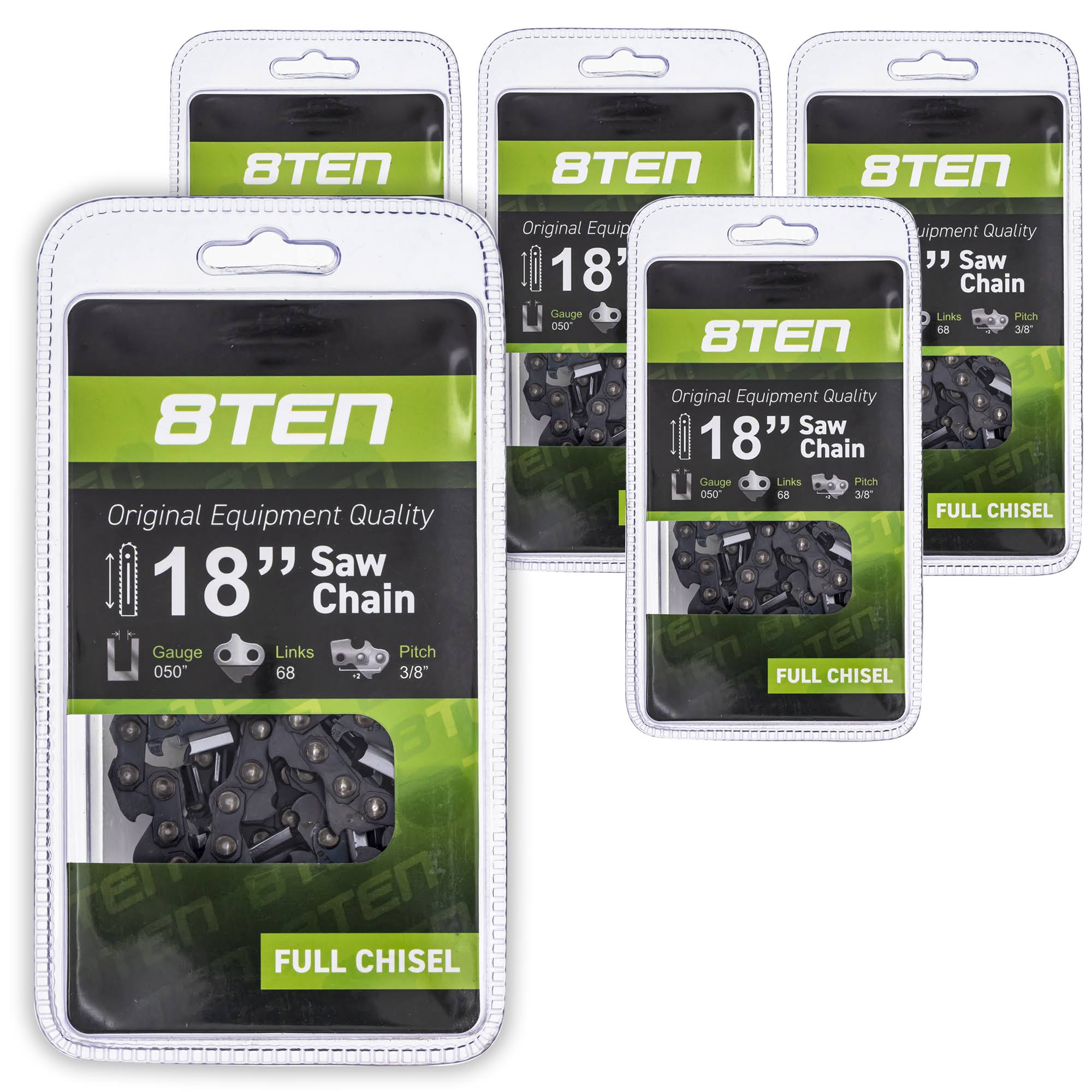 8TEN Chainsaw Chain Husqvarna 285 455 460 Rancher 18 inch .050 3/8 68DL 5 Pack