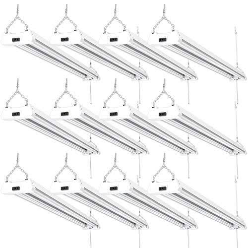 Sunco Lighting 12 Pack 48x22 Clear LED Shop Light Utility Fixture 40W 5000K, Daylight
