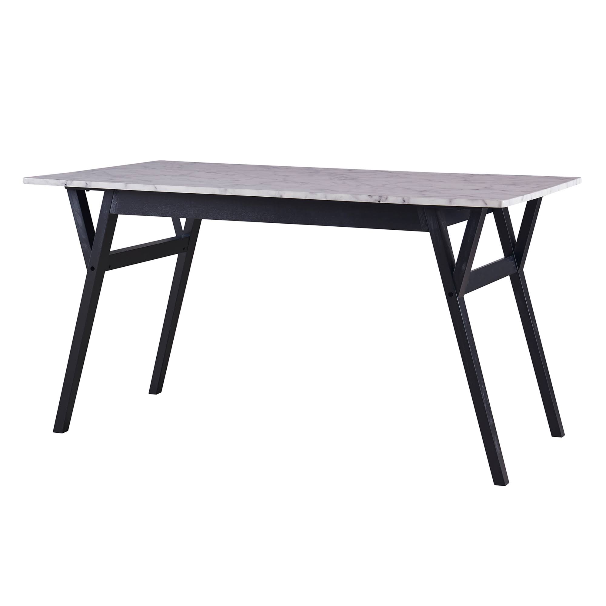 Versanora - Ashton Dining Table- Faux Marble/ Black (Black)