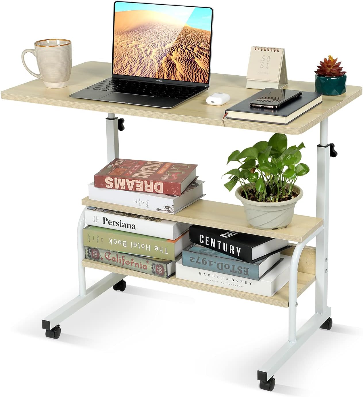 Adjustable Desk Standing Desk Small Desks for Small Spaces Portable Laptop Computer Desk Table for Bedrooms Couch Desk for Home Office Table Mobile Rolling Desk on Wheels 31.5