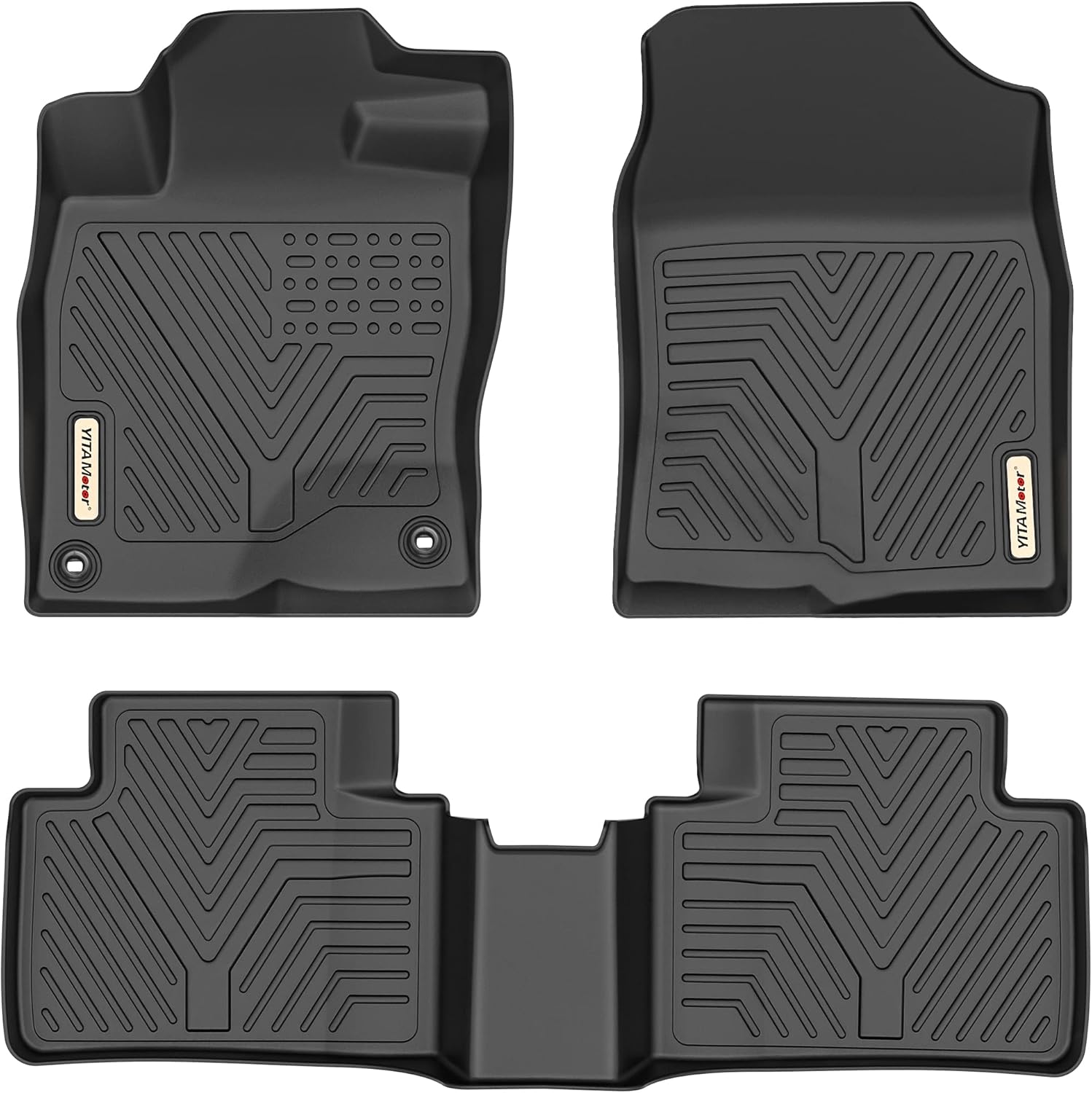 YITAMOTOR Floor Mats Compatible with 2016-2021 Honda Civic Coupe/Sedan/Type R, 2017-2021 Honda Civic Hatchback, 1st & 2nd Row All Weather Protection, Black