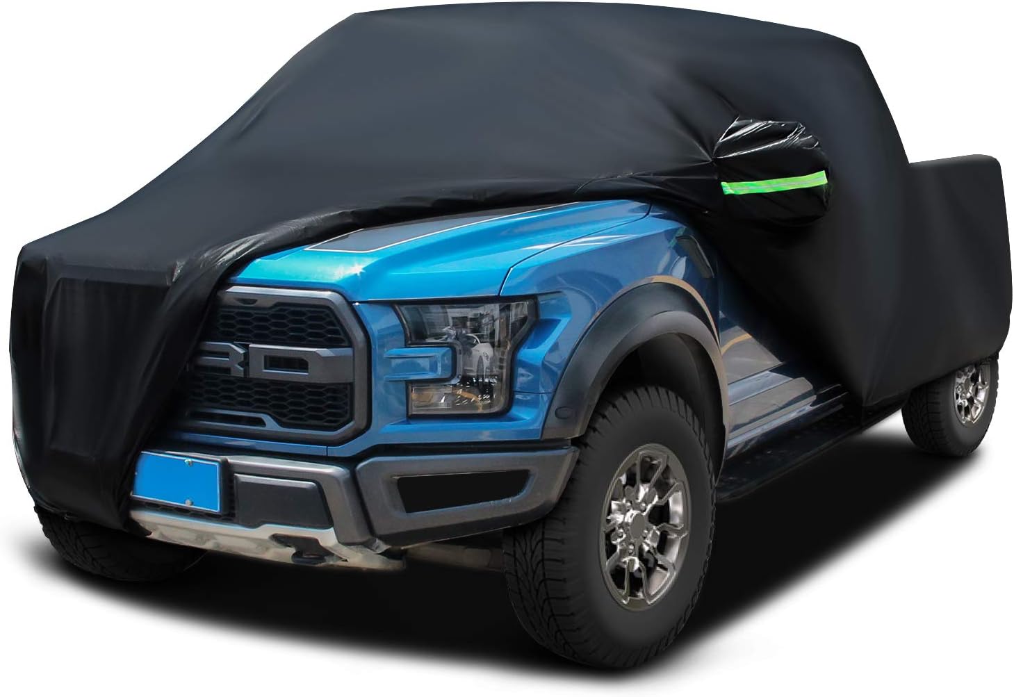 Sailnovo Truck Cover，Black Satin Shield Truck Short Wheel Base Extended Cab Car Cover 6 Layers Heavy Duty Waterproof Windproof Dustproof Snowproof Scratch Resistant (236.2''Lx86.6''Wx78.8''H)
