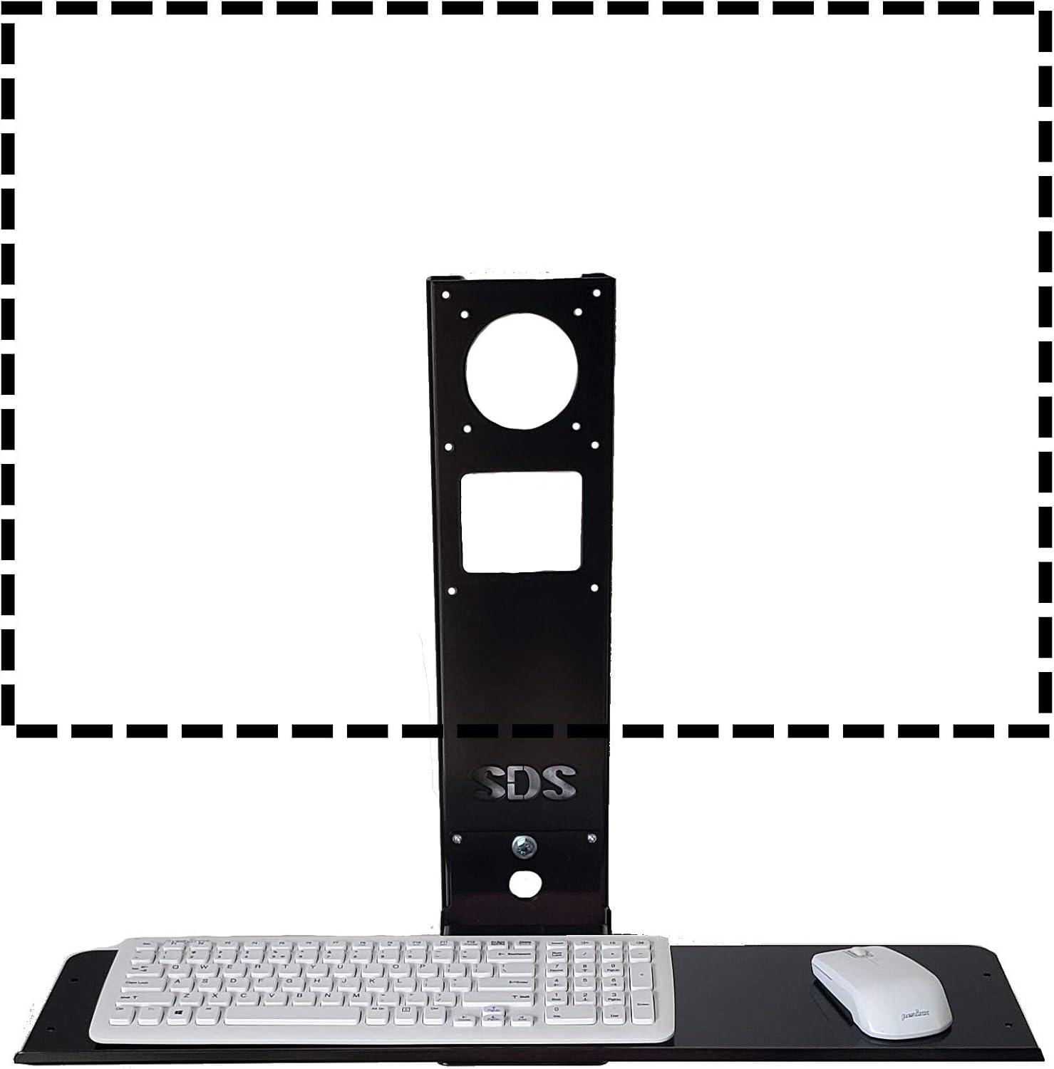 SDS iMount 4.0 Adjustable VESA Monitor & Keyboard Wall Mount System with Tilt & Fold-up, Black, Workstation, 100mm & 75mm VESA, Small Foot Print, Mounts Direct to Wall, Has Small Tray 7x18