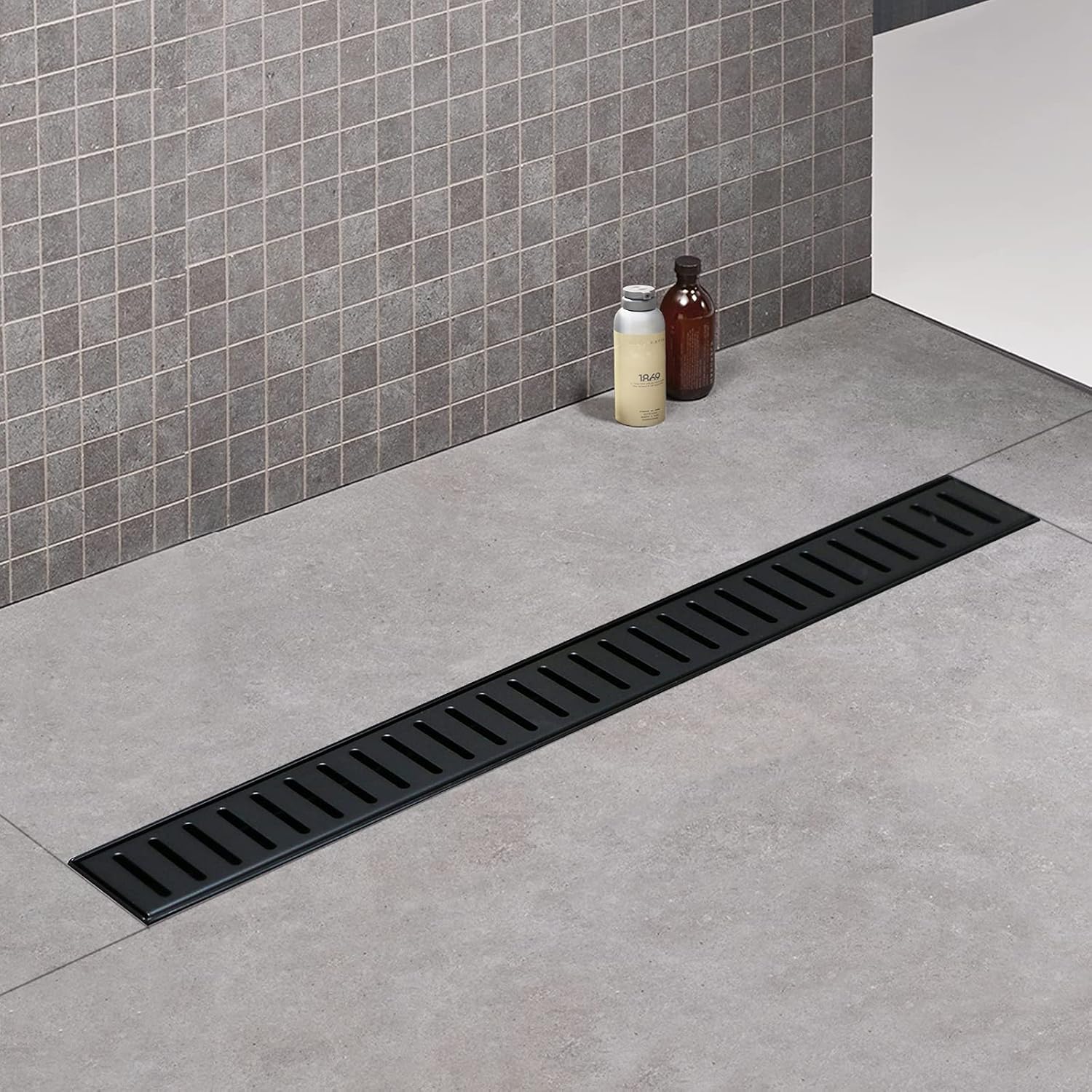 Matte Black Linear Shower Drain 36 inch, Brushed 304 Stainless Steel Shower Drain, Linear Drain with Hair Strainer, Leveling Feet&hellip;&hellip;&hellip;&hellip;