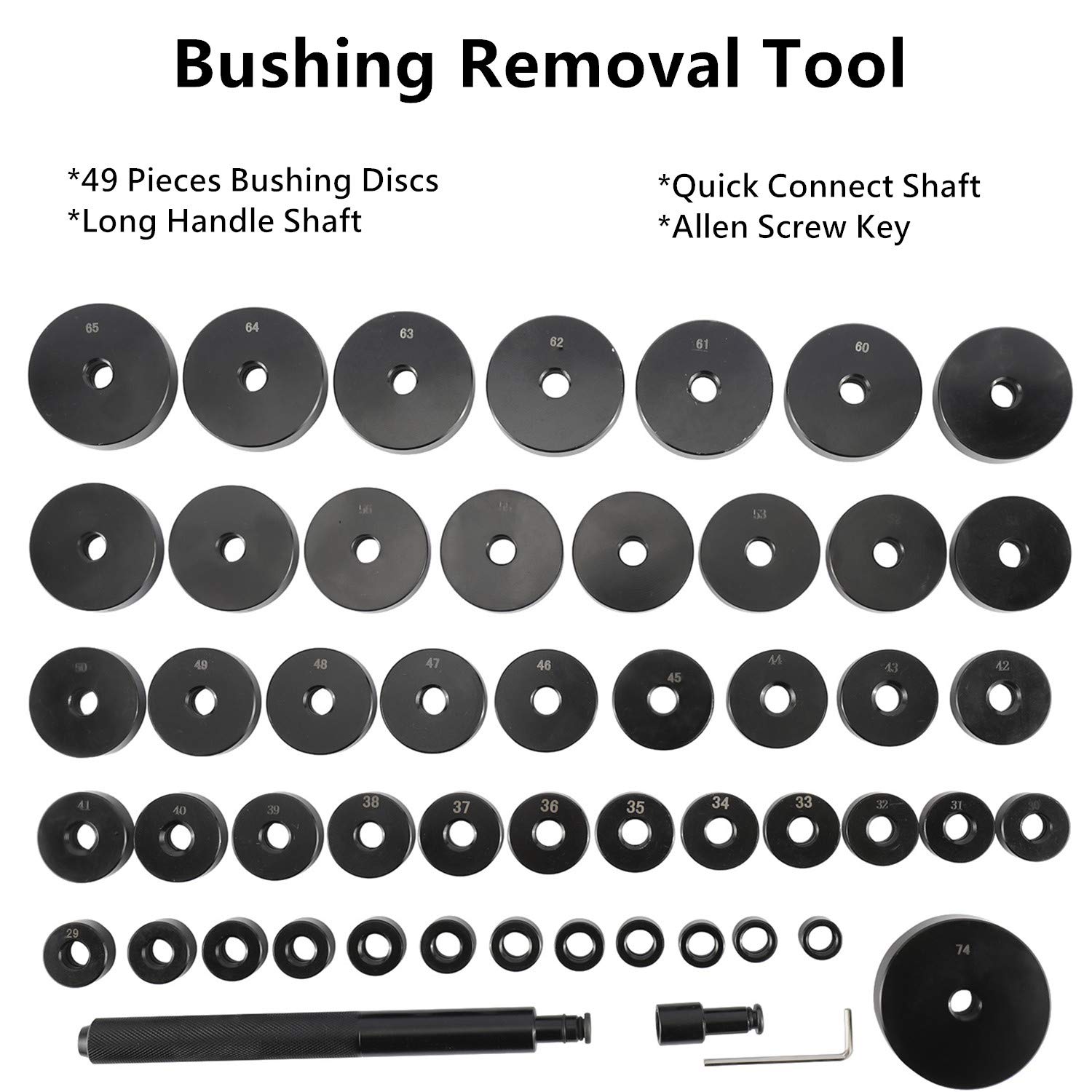 KUNTEC 52 Piece Custom Bushing Removal Tool Axle Bearing Race Seal Installer Remover, Bush Removal Puller Bearing Press Tool Kit
